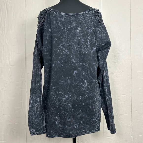 Y2K Whimsigoth Graphic Embellished Top Women's XL Black Crochet Fairy Grunge - Picture 10 of 10